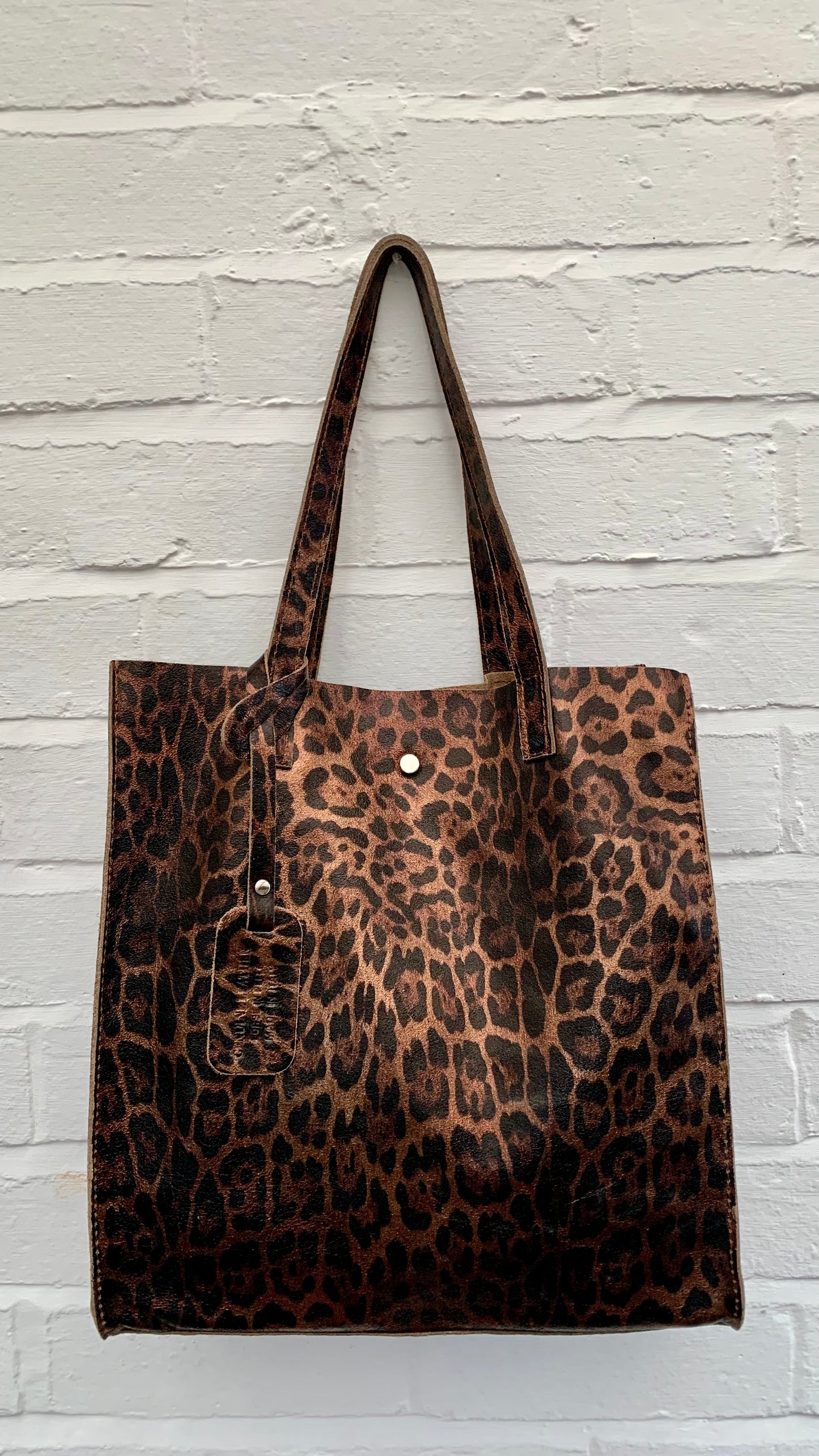 Leopard Print Leather Tote Bag - Wilma