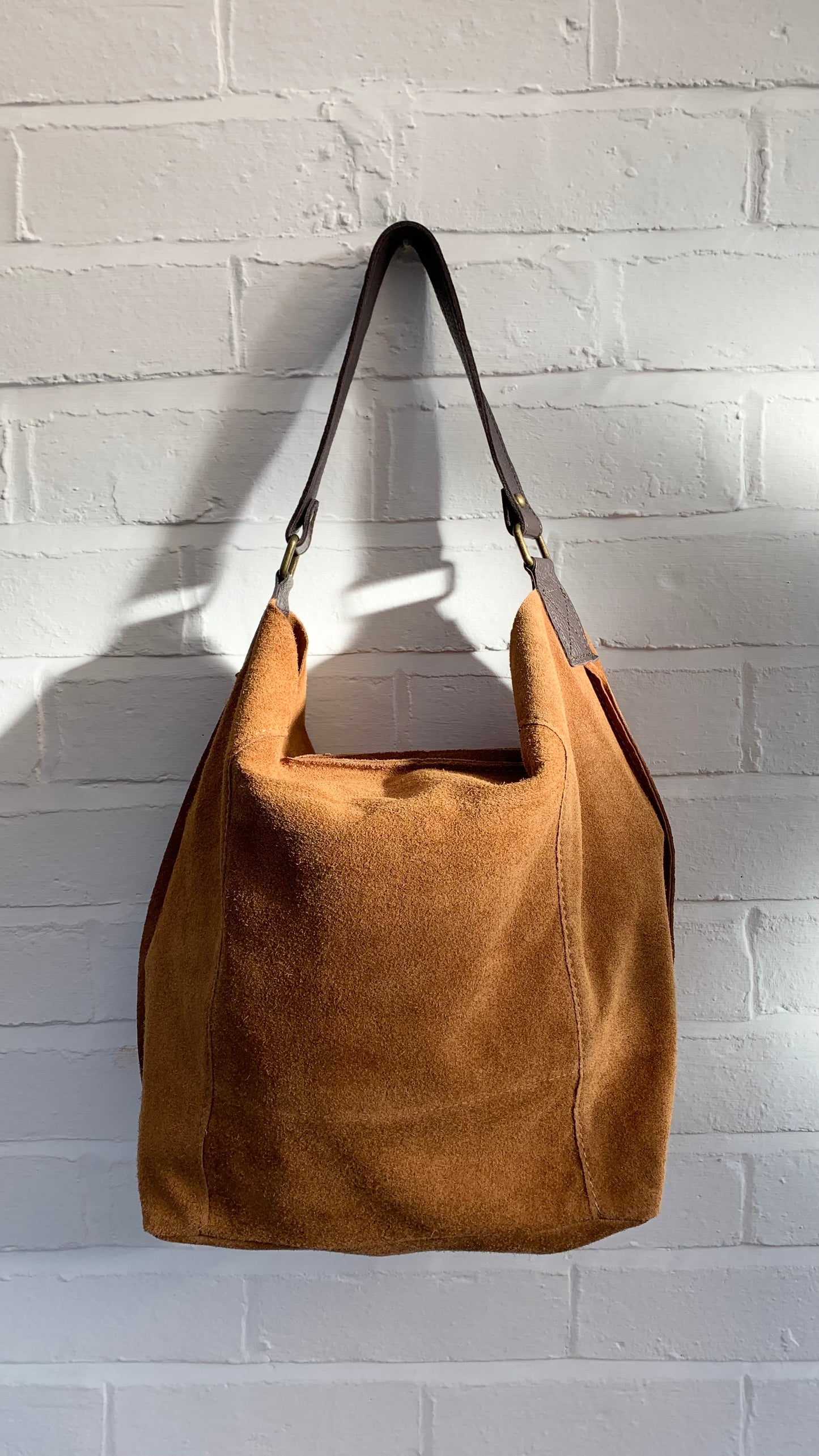 Brown Suede Shoulder Bag - Twiggy