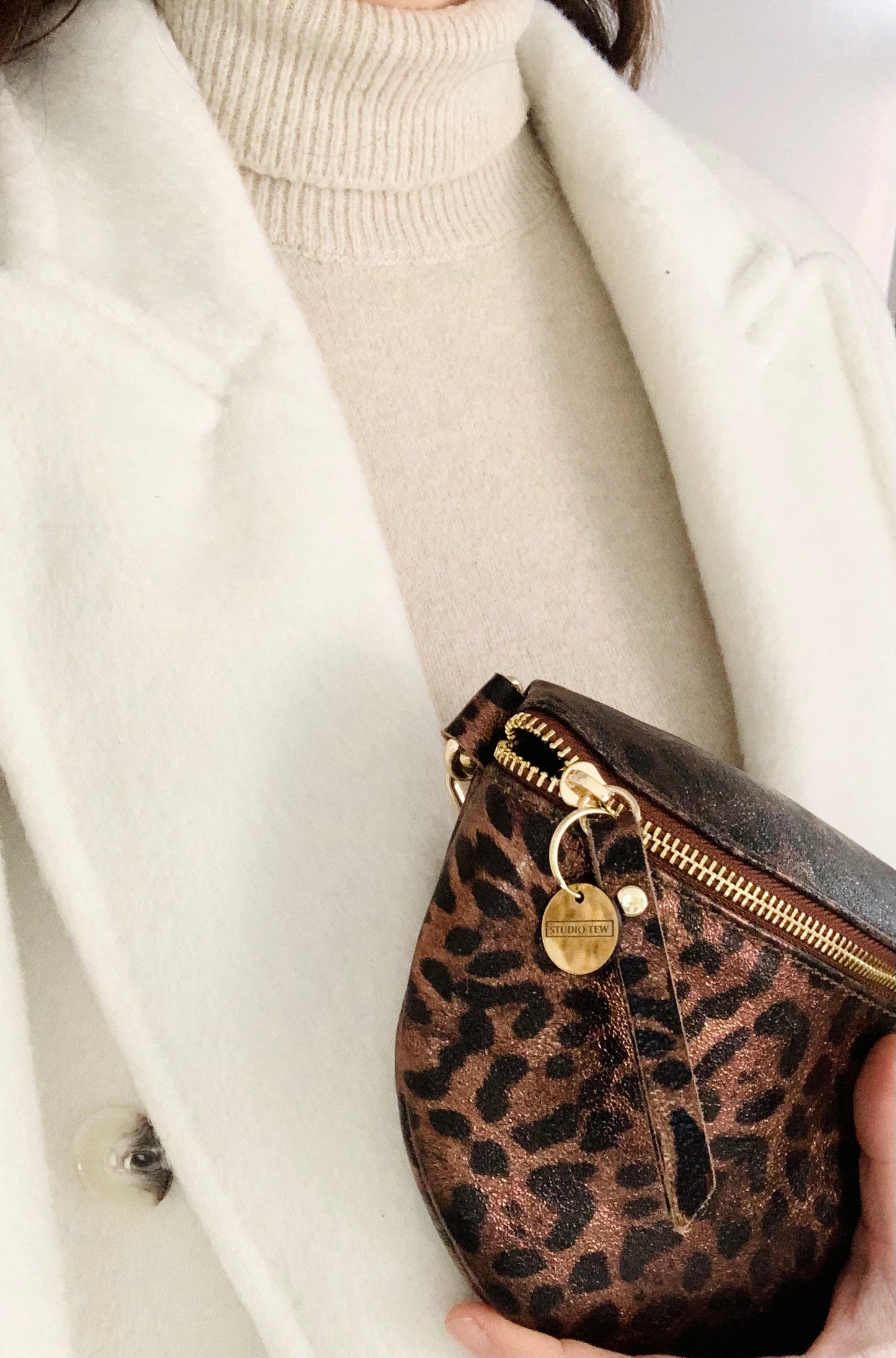 Leopard Print Leather Bum Bag - Zina