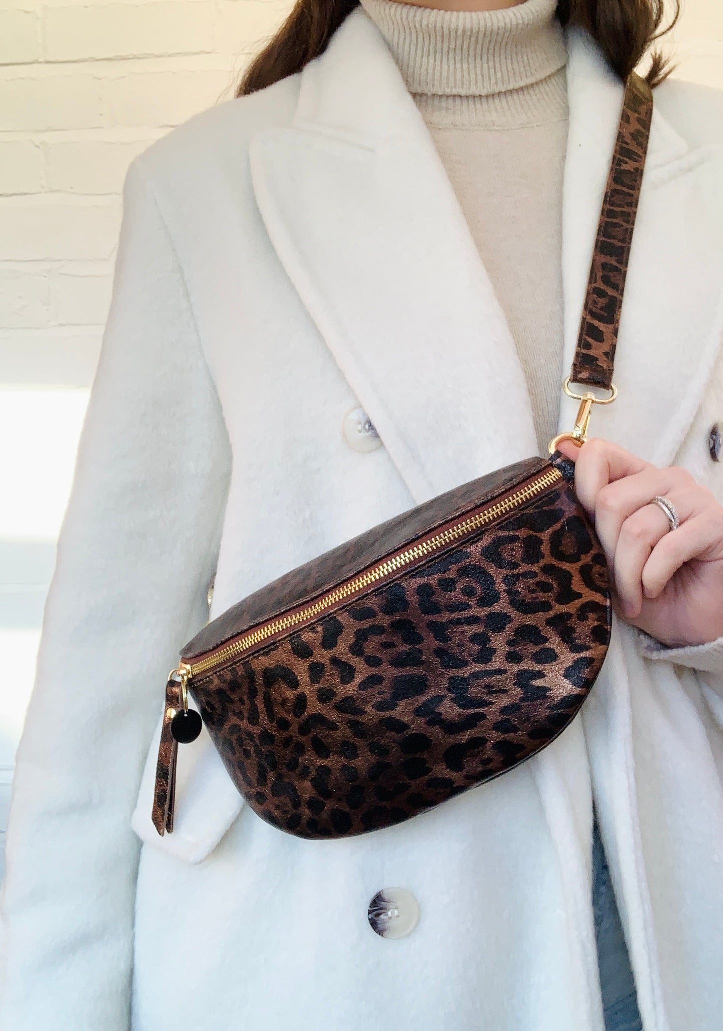 Leopard Print Leather Bum Bag - Zina