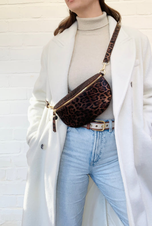 Leopard Print Leather Bum Bag - Zina