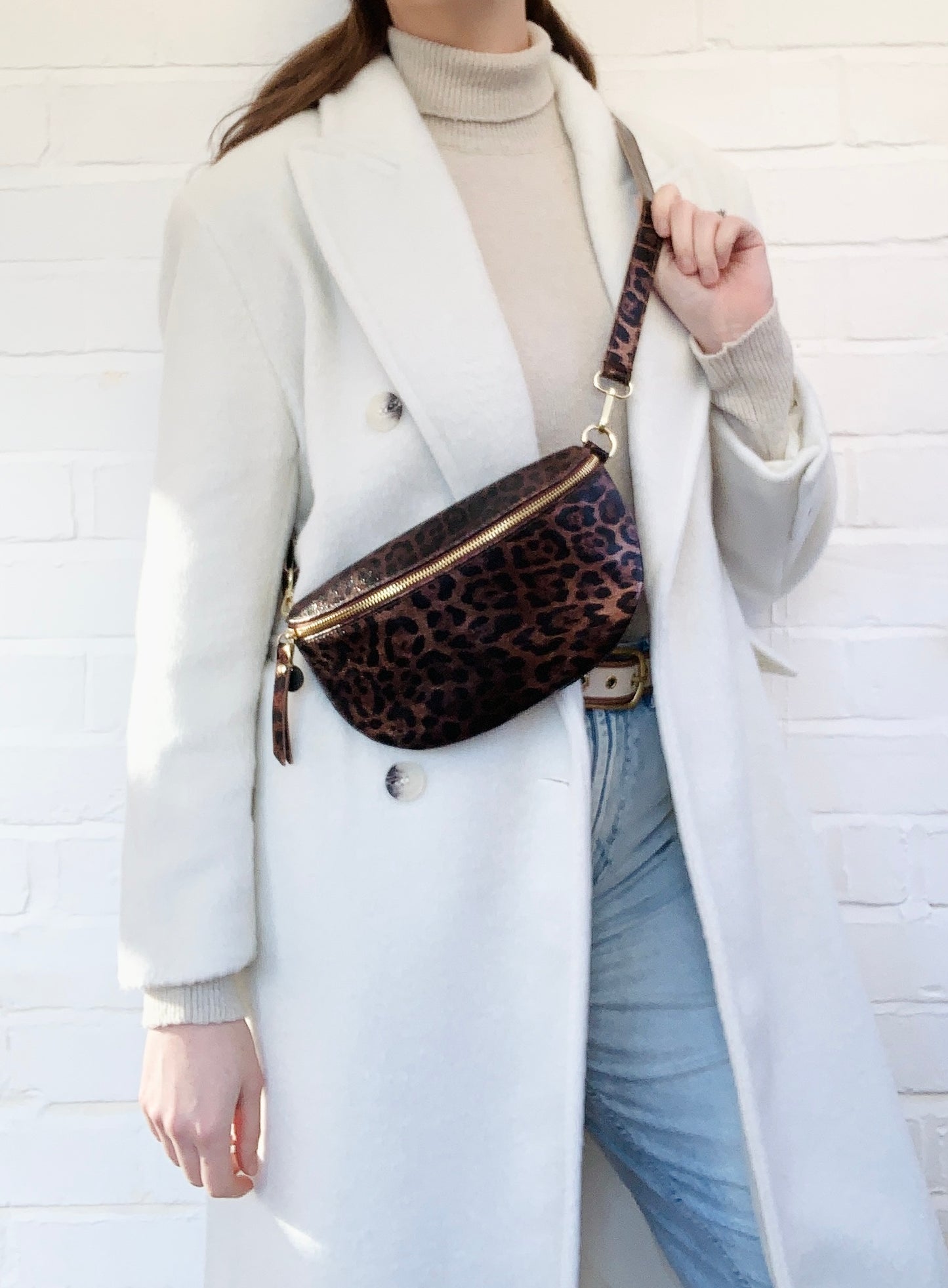 Leopard Print Leather Bum Bag - Zina