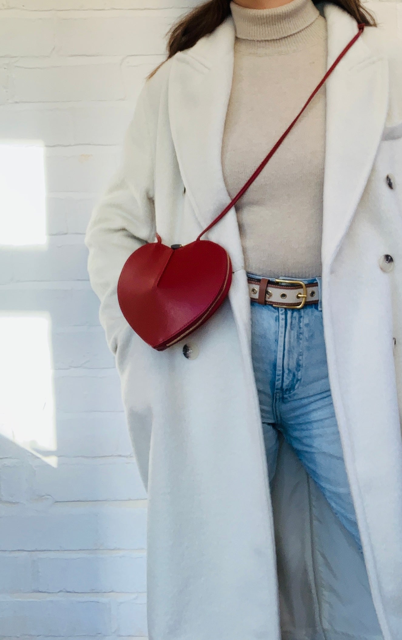 Red Love Heart Leather Bag - Amour