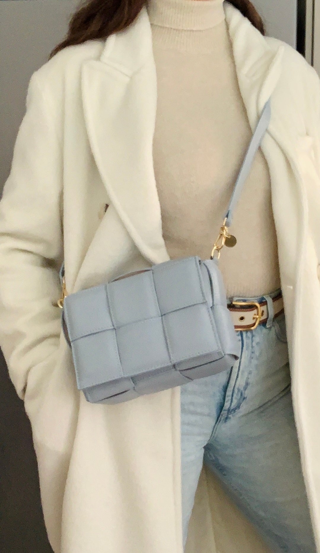 Pale Blue Quilted Leather Bag - Polly