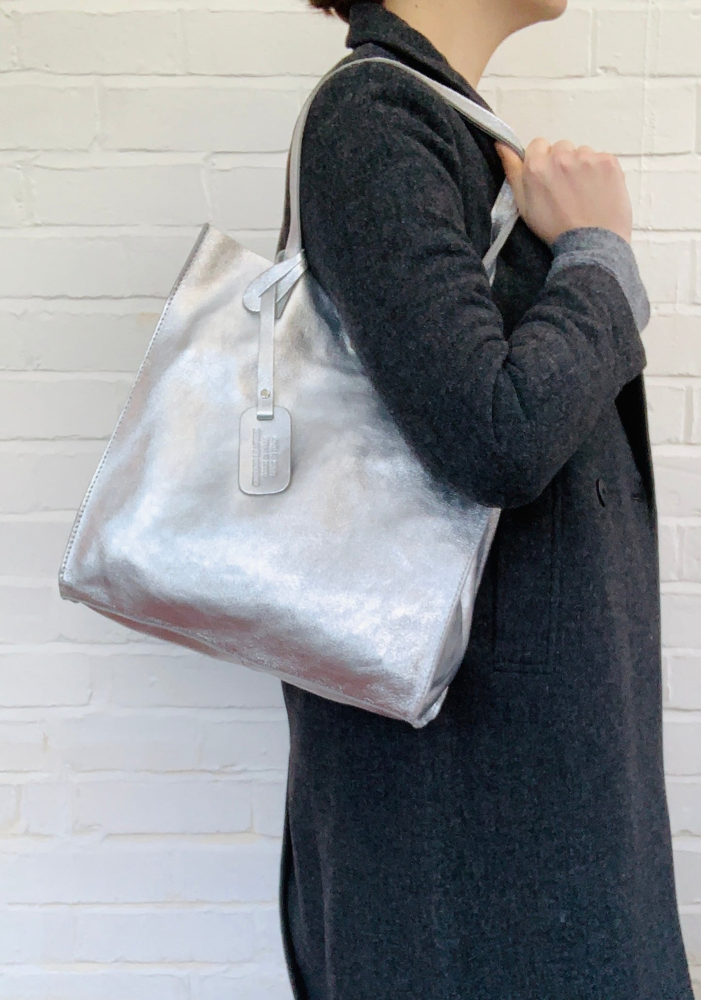 Metallic Leather Tote Bag - Kim