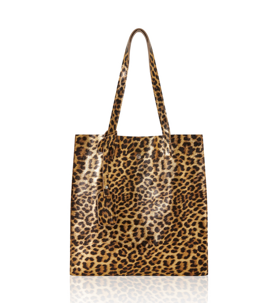 Leopard Print Leather Tote Bag - Wilma