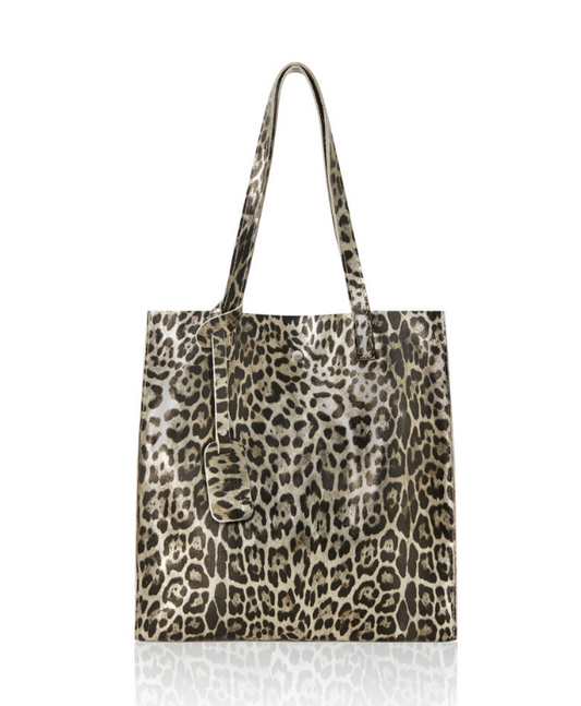 Leopard Print Leather Tote Bag - Wilma