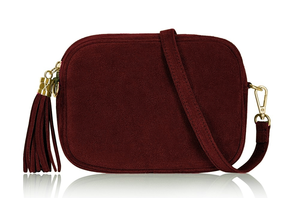 Burgundy Suede Crossbody Bag - Jean