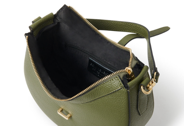 Olive Crescent Shaped Leather Bag - The Francie Bag