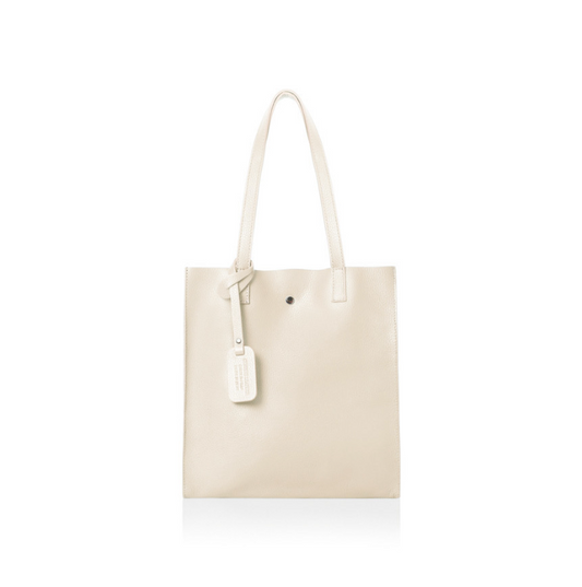 Cream Leather Tote Bag - Arya