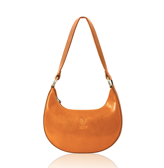 Caramel Half Moon Leather Shoulder Bag - Bridget