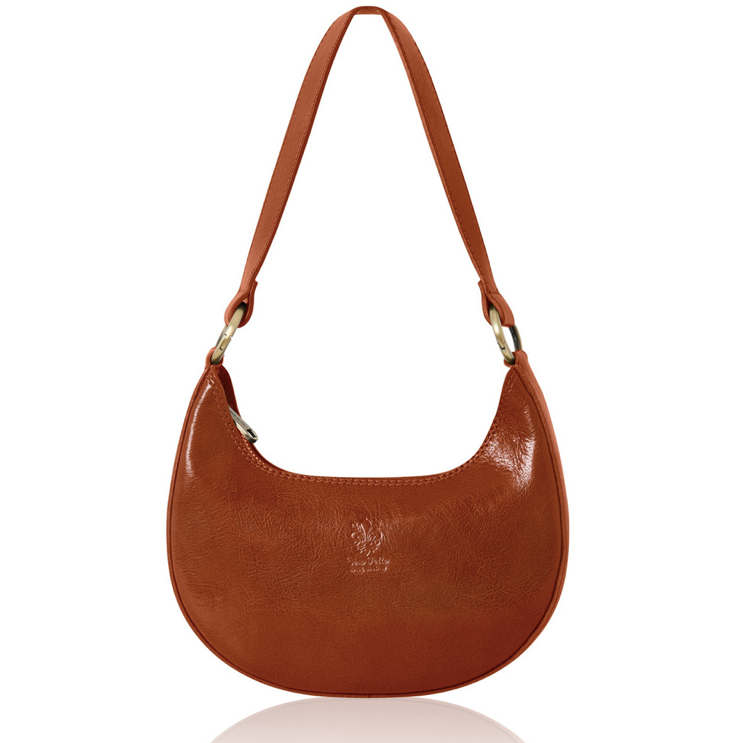 Dark Tan Half Moon Leather Shoulder Bag - Bridget XL