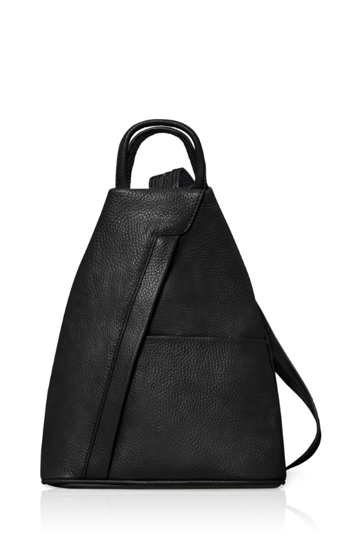 Black Convertible Leather Backpack - Wendy