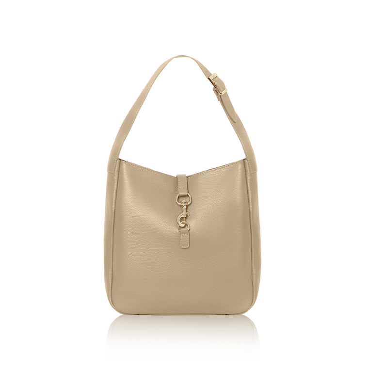 Light Taupe Leather Shoulder Bag - Bodhi