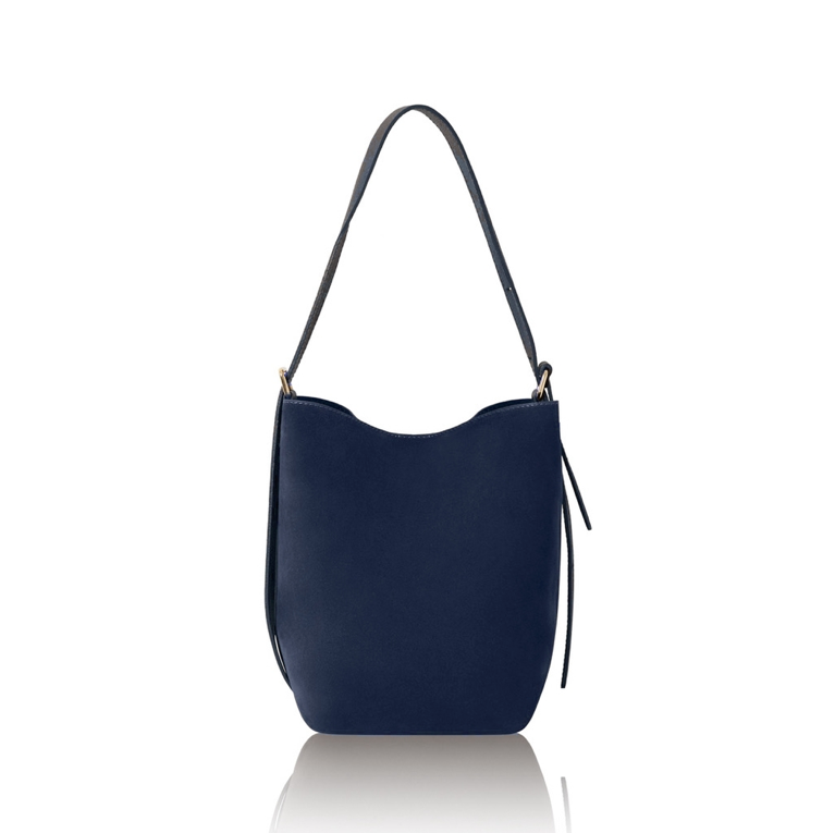 Navy suede bucket bag - Clancy