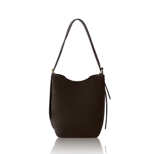 Dark Chocolate suede bucket bag - Clancy