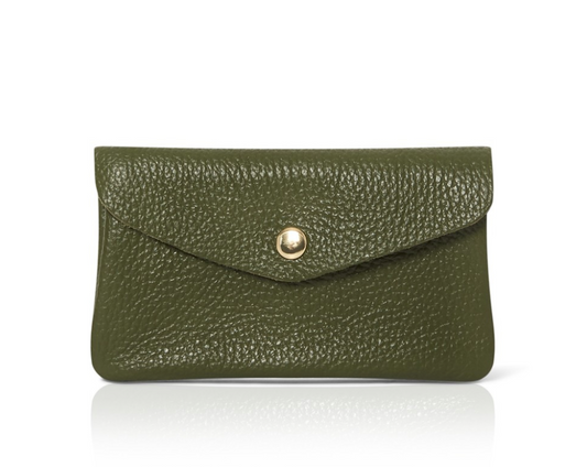 Olive Green Leather Purse - Medium