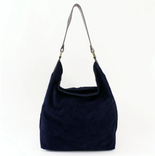 Navy Suede Shoulder Bag - Twiggy