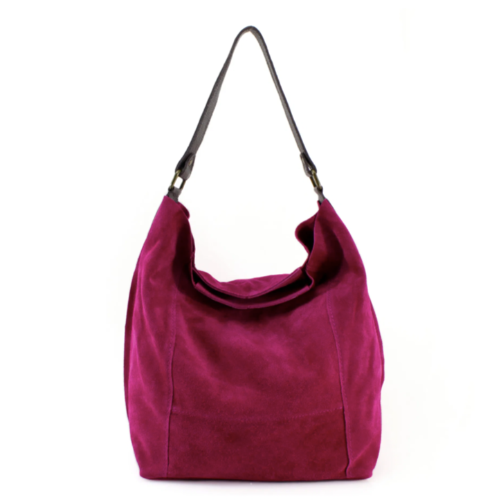 Fuchsia Suede Shoulder Bag - Twiggy