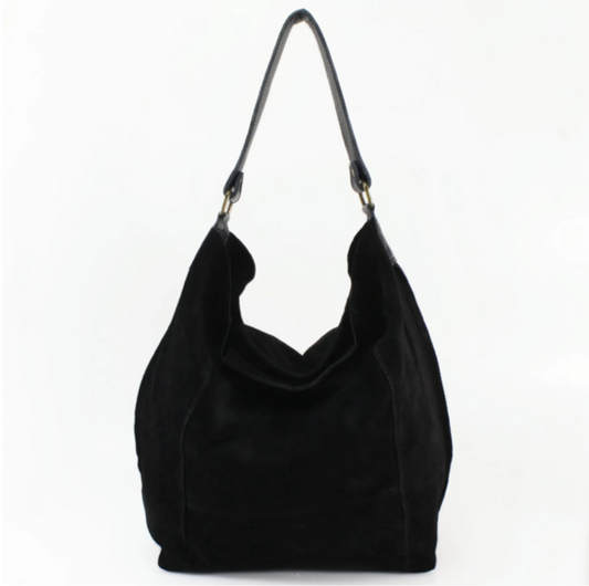 Black Suede Shoulder Bag - Twiggy