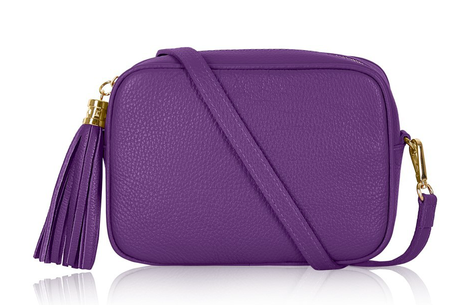 Purple Leather Crossbody Bag With Tassel - Darcy