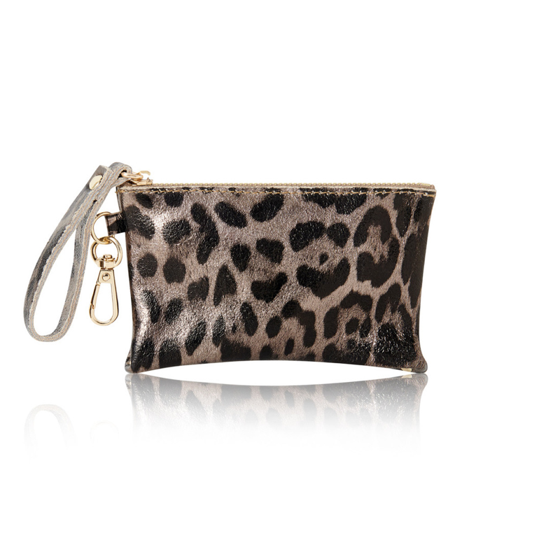 Bronze Leopard Leather Coin Purse