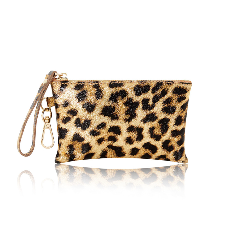 Gold Leopard Leather Coin Purse