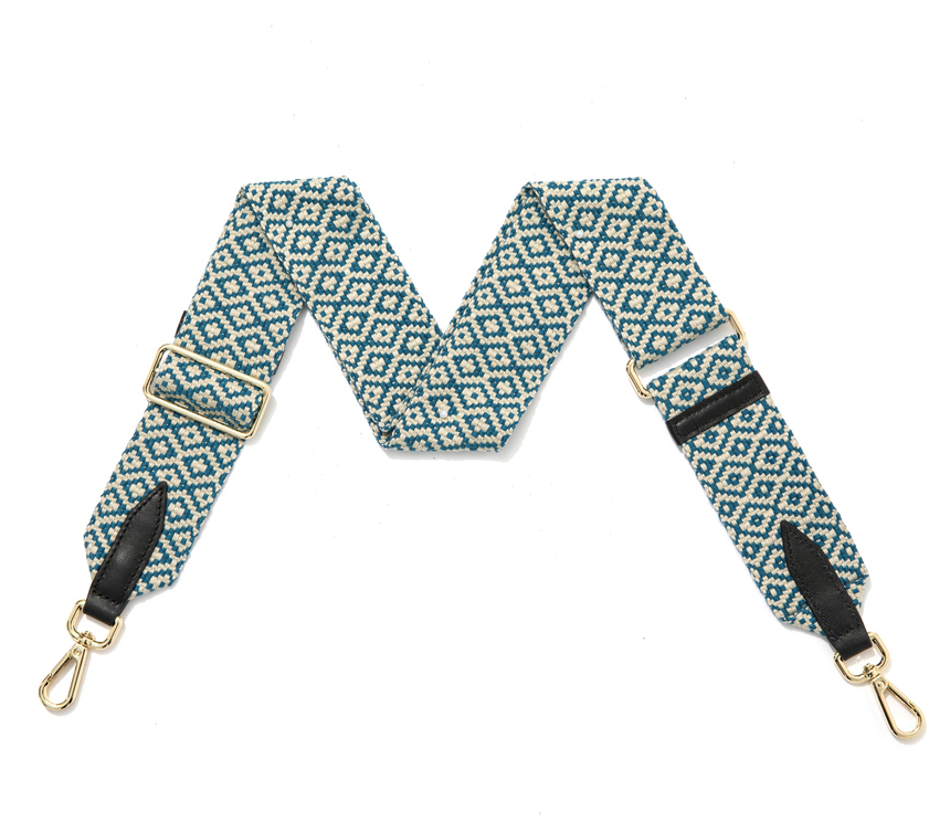 Teal Diamond Print Bag Strap