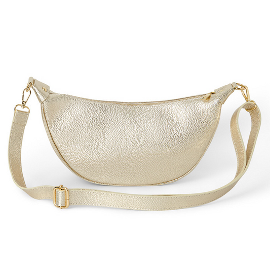 Gold Leather Moon Bag - Brooke