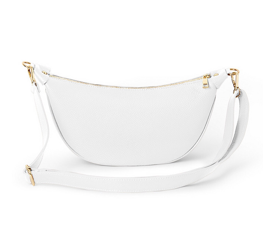 White Leather Moon Bag - Brooke