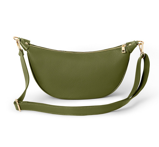 Olive Leather Moon Bag - Brooke